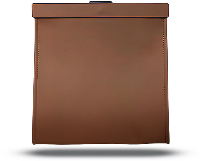 차빛 차량용 쓰레기통 가죽 접이식 LED 휴지통, 샌드베이지