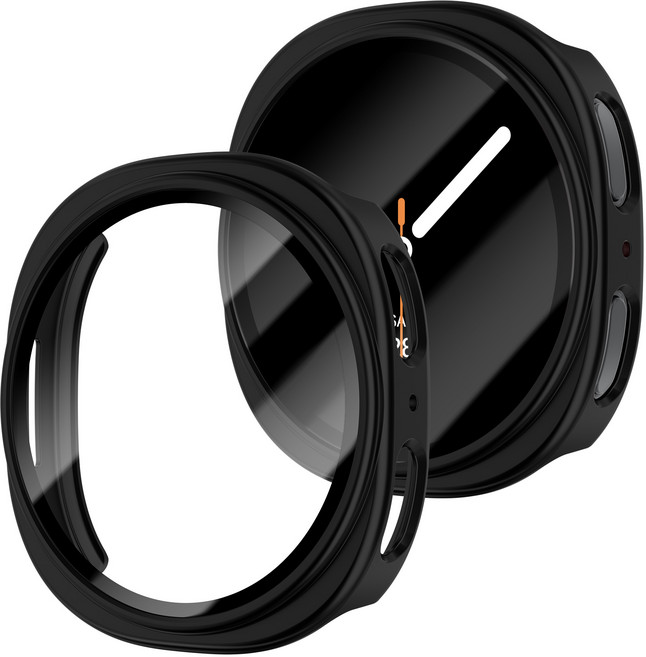 밴드톡 갤럭시워치8 호환 40mm/44mm 케이스 강화유리 베젤링 액정 보호 커버, 블랙