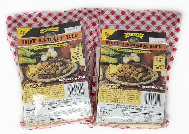 가족 소유 뉴올리언스 케이준 랜드 시즈닝 라이스 앙트레 믹스 2팩 (198.4g(7온스) 검보 및 라이스 앙트리 믹스 해산물 고기 추가), Hot Tamale Kit, Just add Groun