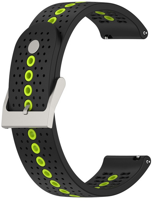 華米 Amazfit Bip 3 / Bip 3 Pro 運動矽膠錶帶 20mm 雙色 透氣 腕帶, 黑青檸, 1個