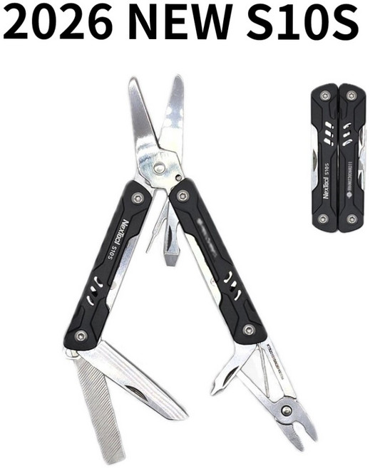 넥스툴 미니 세일러 가위 S10S 2026년 NEW버전 + 미니 카라비너 블랙 [한강사 A/S가능 시리얼 넘버], 1개