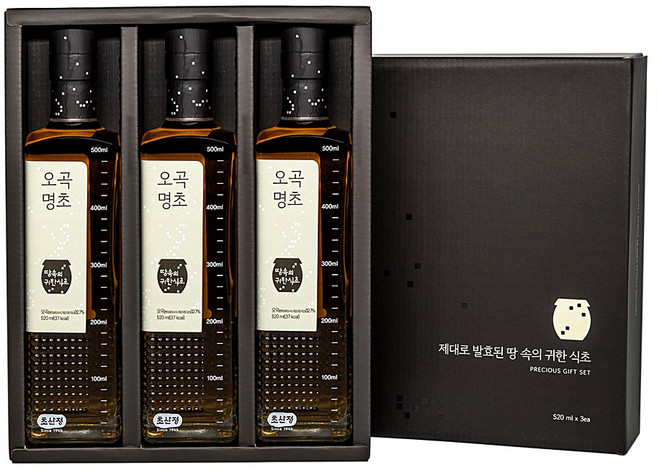 오곡명초 천연 발효식초 자연발효 오곡 한상준 명인, 520ml, 3개