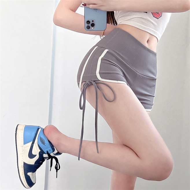 예쁨시전 핫요가 딱붙 와이드 밴딩 뱃살커버 스트링 돌핀 팬츠