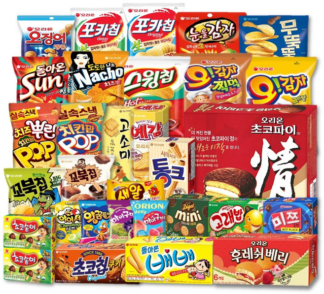 오리온 과자 세트 과자선물세트 간식 박스 학교 회사 교회 어린이집 단체 오~베스트픽 30종 1세트, 1개