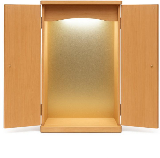 SGI 창가학회 미니 불단 벽걸이 컴팩트 LED 라이트, 1개, 내추럴우드