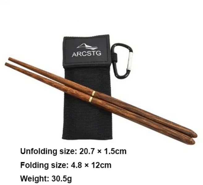 휴대용 분리형 여행 친환경 흑단 나무 젓가락 접이식 야외 피크닉 식기, 03 Black