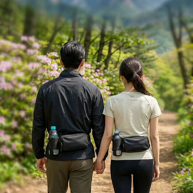 루헨 스포츠 멀티 등산 트레킹 러닝 슬링백 힙색 런닝벨트 물통 조깅 가방, 1개, 제트 블랙