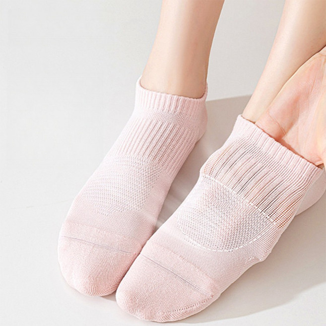 MJLP 여성 양말 순색 압박 봄 여름 인비저블 양말 발목 양말 실내 양말 고무 페이크 양말 슈커버 운동 미끄럼 방지 쿠션 양말 5족 세트