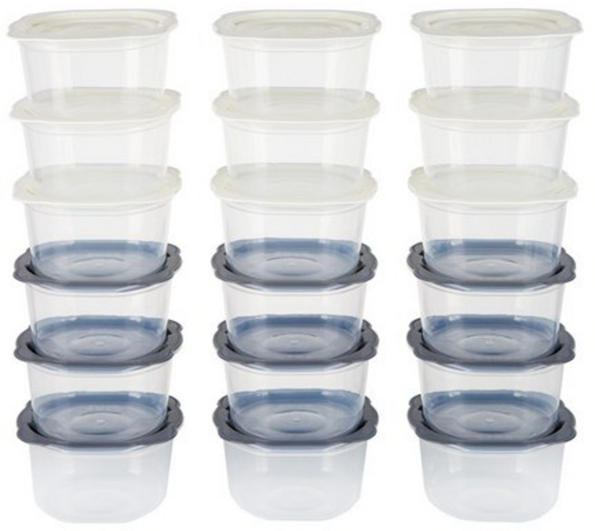 이지앤프리 이지콕 전자렌지용 밥보관용기 세트, 1세트, 그레이 460ml(9P) + 화이트 460ml(9P)