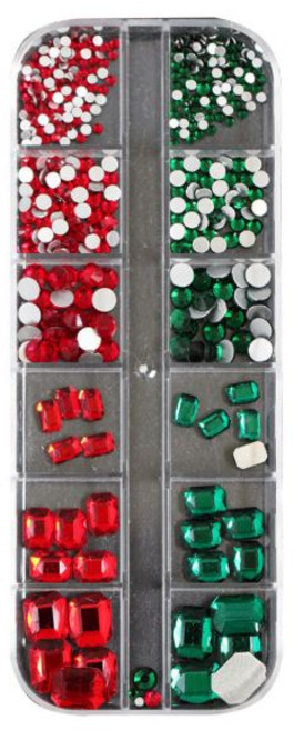레드초록 네일스톤세트, 1개, 레드,초록, 네일 스톤 세트