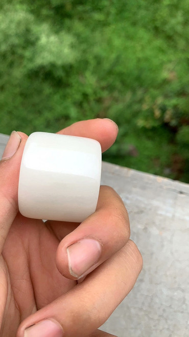 和田玉扳指 羊脂玉級白玉戒指 手把件 A貨翡翠玉石老物件, 如圖所示, 1個