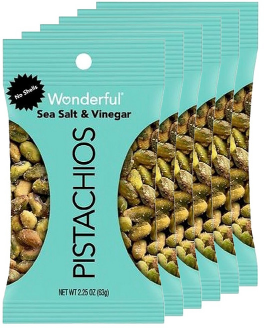 원더풀피스타치오 노 쉘 씨 솔트 & 식초 맛, 6개, 63g