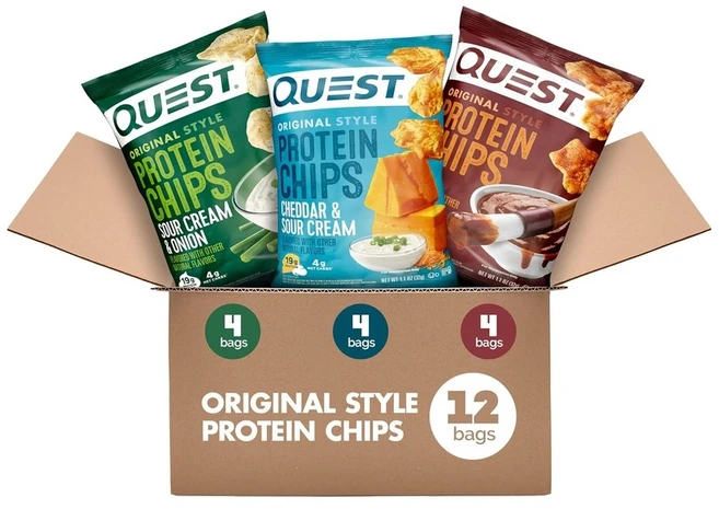 Quest 퀘스트 오리지널 스타일 프로틴칩 3가지맛 버라이어티팩 32g 12팩, 12개 - 쿠팡