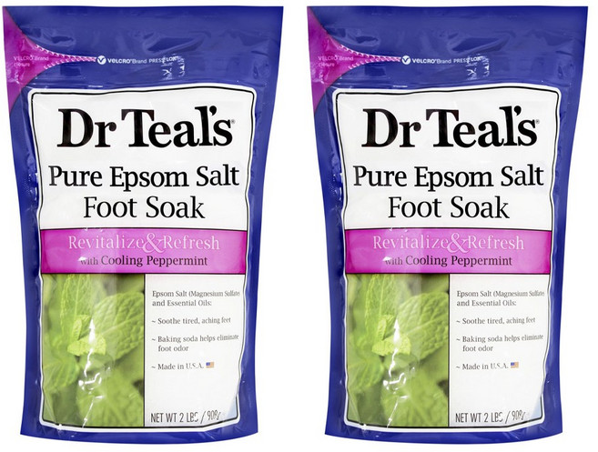 닥터틸즈 퓨어 엡솜 솔트 풋 소크 리바이탈라이즈 & 리프레시 쿨링 페퍼민트 909g, 2개, 1개