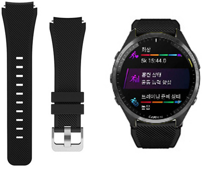 가민 포러너 255 265 745 우레탄 실리콘 스포츠 시계줄 스트랩 밴드 줄 22MM, 우레탄시계줄(22MM), 블랙, 1개