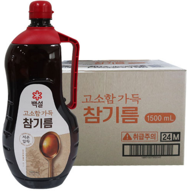 백설 고소함 가득 참기름1.5L 10개 1박스, 1.5L