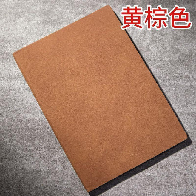 商務簡約硬皮筆記本 A5 超厚記事本 復古韓版日記本, 1個, A5羊巴棕色單本64張128頁,拍一得二1本1支筆, 羊巴棕色