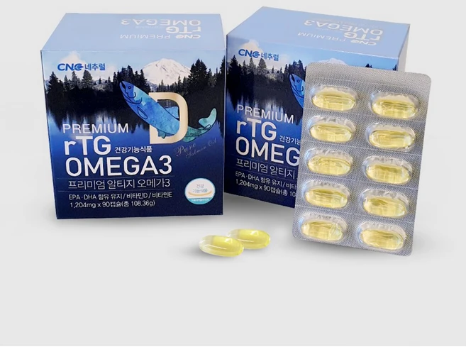 캐나다 알티지 오메가3 CNC네추럴 프리미엄 Rtg 오메가3 플리스터2박스 6개월분 혈행개선, 2개, 90정 - 쿠팡
