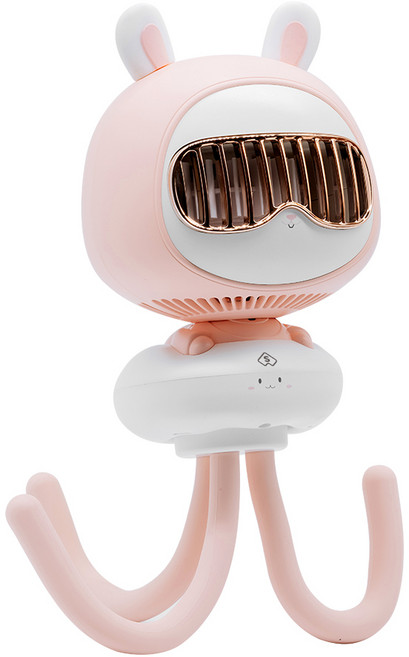 아미토 유모차 선풍기 휴대용 문어발 집게 거치대, 핑크(토끼), YM-F62