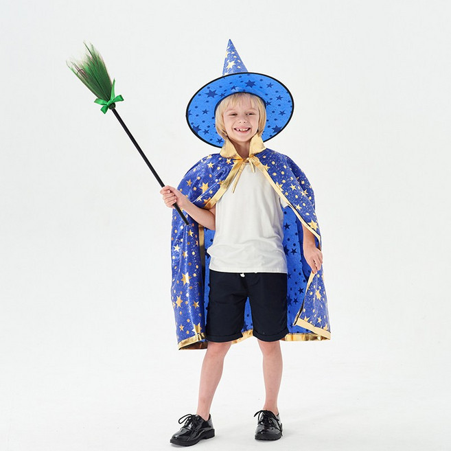 피앤비유니티 할로윈 별망토모자앤 도구류2종세트, 1세트, 08)그린빗자루세트 블루