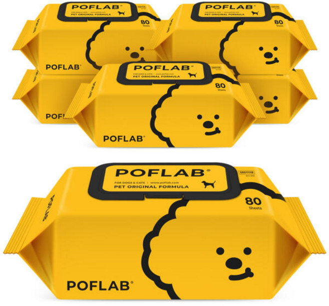 포프랩 도톰 엠보 저자극 중성 펫티슈, 80개입, 6개