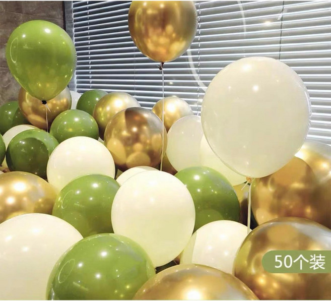 30顆氣球組 金屬氣球 珠光氣球 生日派對佈置 求婚告白 畢業氣球 拍照裝飾 派對佈置用 (台灣現貨隔天到), 乳膠白+乳膠橄欖綠+金屬金=共30, 1個