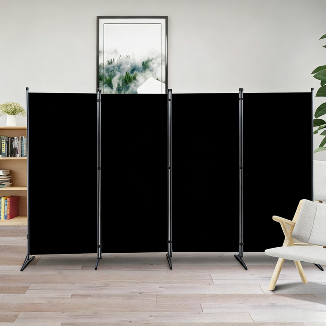 YAPOGI 탈부착이 다용도 접을 가림막 있는 공간분리 파티션 사무실 파티션 가정용 파티션, B 사면병풍 블랙