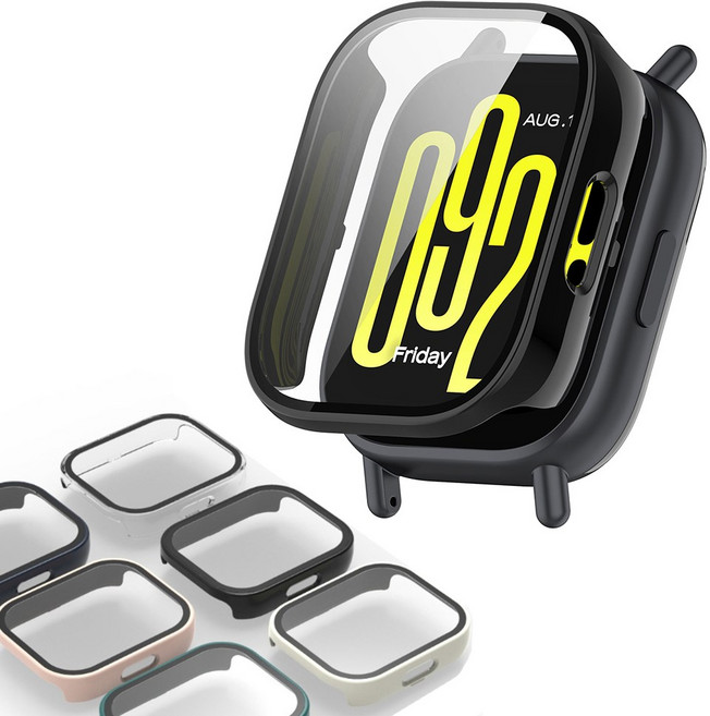 샤오미 레드미 워치5 라이트 케이스 풀커버 클리어 강화유리 Lite, 블랙, 1개