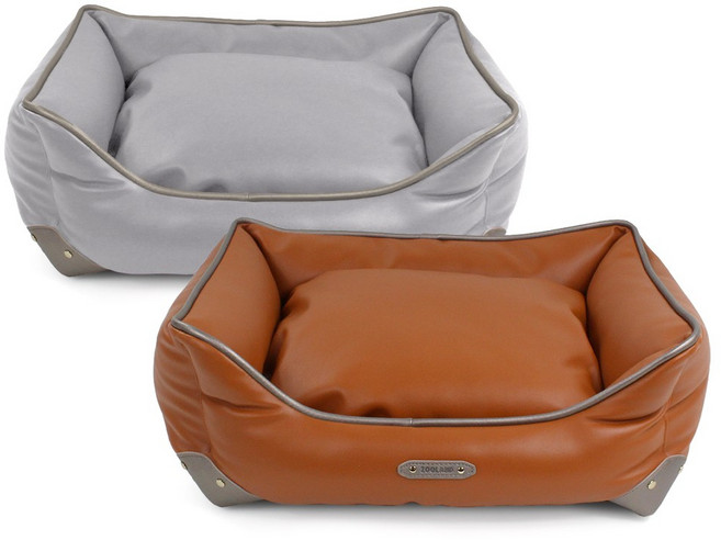 주랜드 벨라 프리미어 레더베드 커버분리 색상2종 애견방석, 라이트브라운, 1개