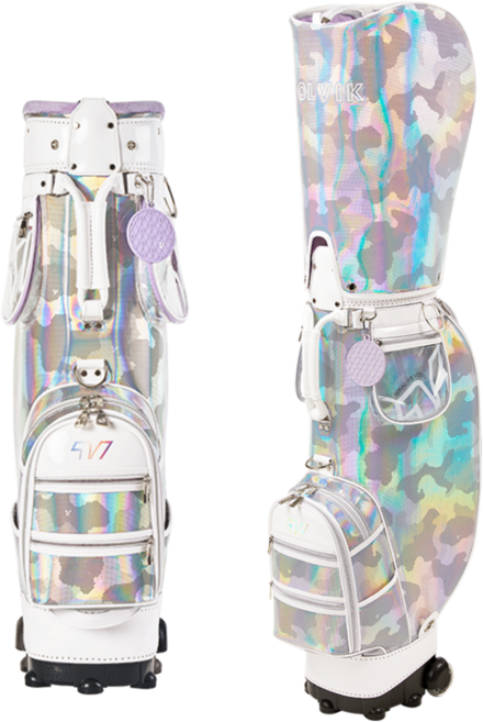 볼빅 여성용 신형 VBCB 프리미엄 카모 바퀴형 골프 캐디백, 홀로그램