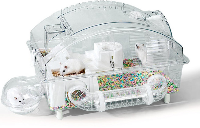 Anystar 투명한 2층 사계절 저렴한 대형 고급 빌라 고슴토치 햄스터 하우스, 1개, 투명