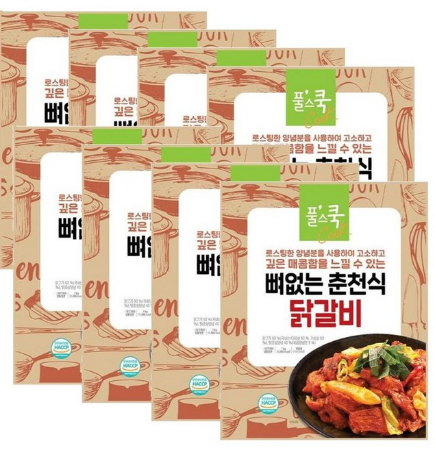풀무원 풀스쿡 뼈 없는 춘천식 닭갈비, 1kg, 8개