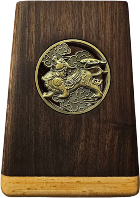 천연원목 사다리꼴 고급 연필꽂이, 투톤우드 기린문양