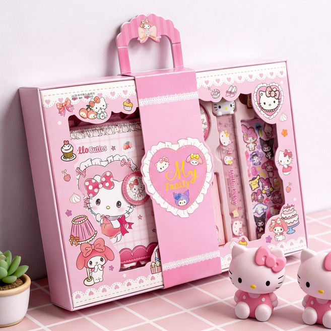 Colvani 캑리터 다이어리 꾸미기 다꾸 문구 입학선물 쿠로미 마미멜로디 시나모롤, 핑크A, 1개