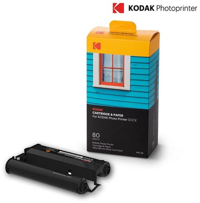 (KODAK) 도크2 PD460 D600 전용 6인치 카트리지 인화지 80매, 1개