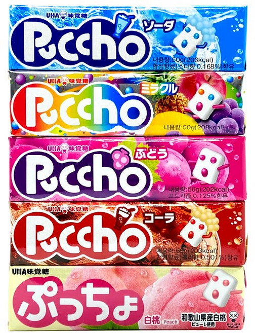 푸쵸 스틱 캔디 5종 세트 (소다+그레이프+쥬시미라클+피치+콜라), 2세트