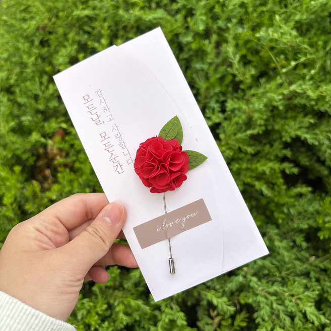 1+1 카네이션브로치+용돈봉투 어버이날 부모님 용돈 이벤트 생신, 1개, 용돈봉투_핑크