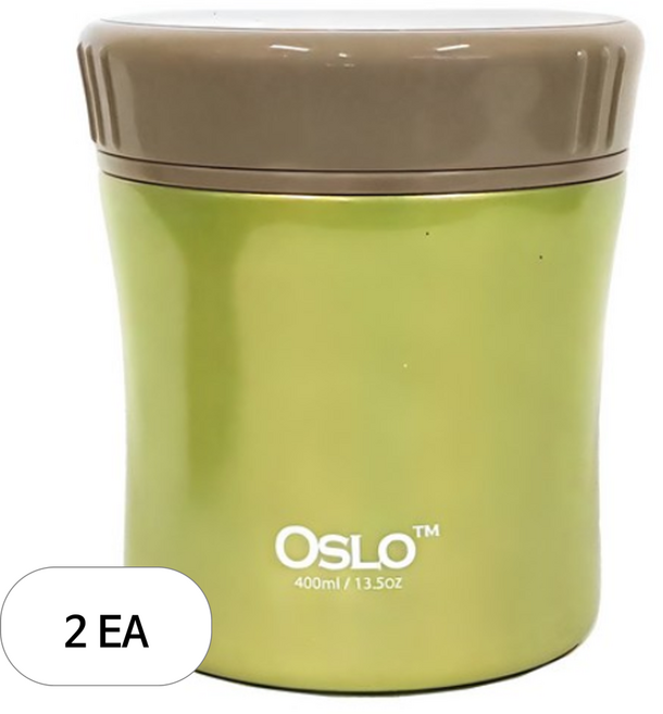 오슬로 스테인레스 스틸 보온 푸드자 죽통, 그린, 400ml, 2개