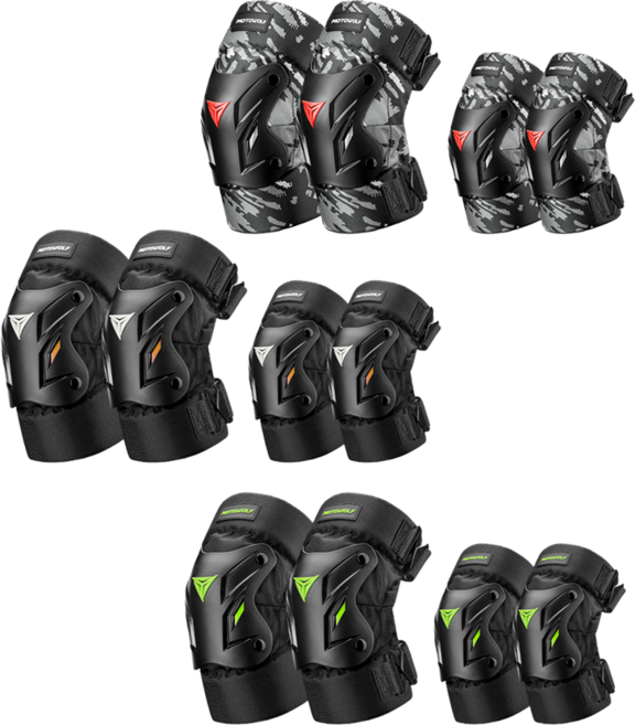 모토울프 오토바이 무릎 팔꿈치 보호대 세트 버클타입 바이크 전동휠 킥보드, 그린, 1개