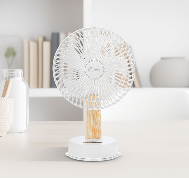 aibo 桌/夾/掛三用 LED夜燈 無線充電風扇, 白色, HA-FAN1157