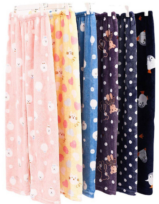 1+1 커플 빅사이즈 인조밍크 패턴 수면잠옷 바지