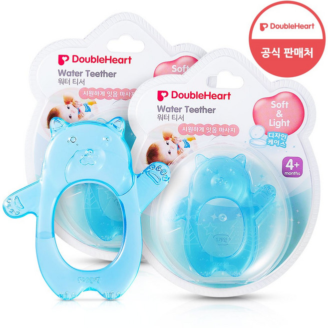 더블하트 치발기 워터티서 곰 (4개월~), 2개
