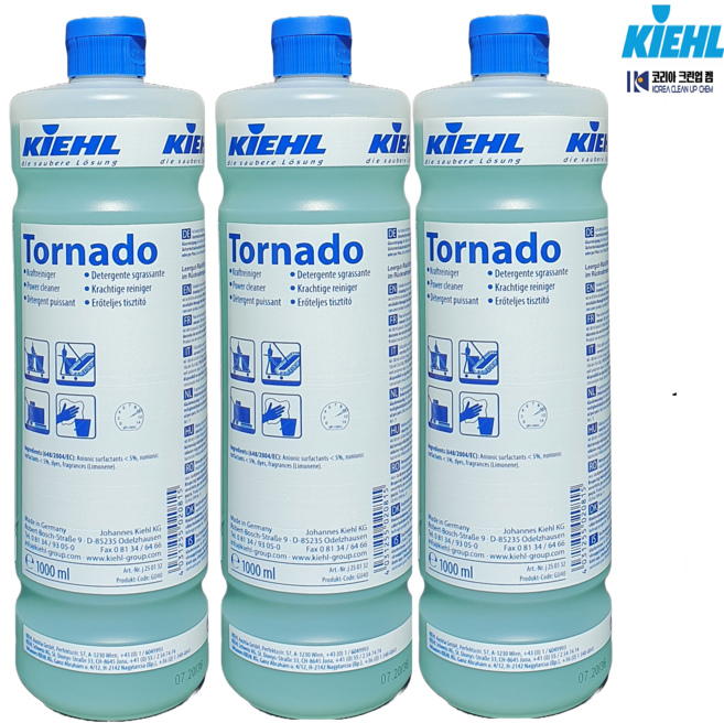 청소용품다몰 독일 키엘 토네이도 세정제 묵은때 니코틴 찌든때 다목적 청소 세제, 1L, 3개
