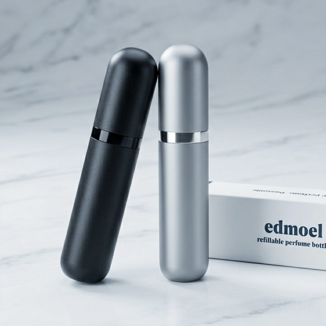 에드모엘 펌핑식 향수공병, 1개, 블랙+라이트실버