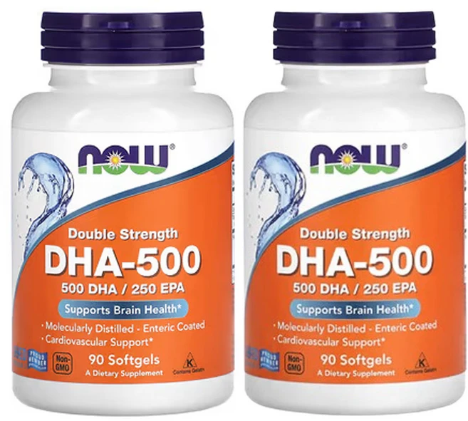 나우푸드 DHA-500 피쉬 오일 2배 강도 소프트젤 90 정, 2팩, 90정 - 쿠팡