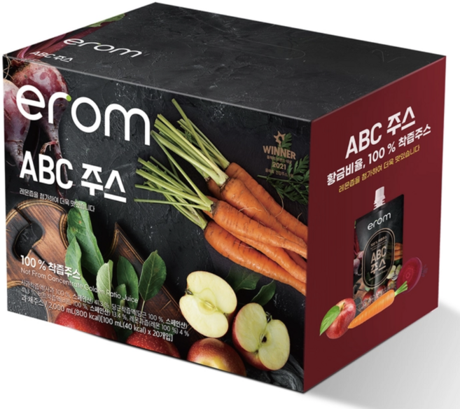이롬 ABC 착즙 주스 100ml 코스트코 건강 음료, 1박스, 2L