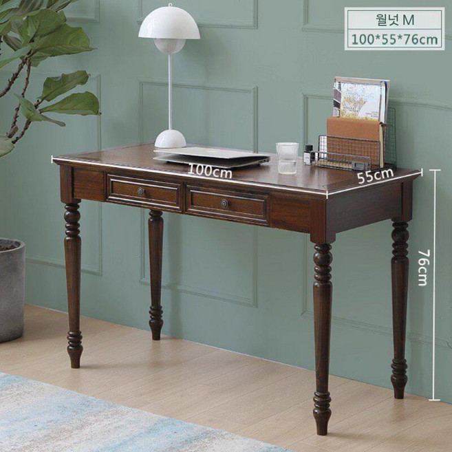 고급 겸 엔틱책상 수입 테이블 서랍책상 핀란드 소나무 원목 책상 일반책상, 2. 심플 호두 100cm 싱글 테이블