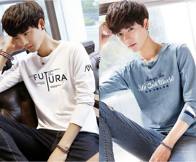 1+1 남성 긴팔 티셔츠 봄 가을 캐주얼 이너 레깅스 상의 루즈핏 얇은 맨투맨 긴팔티 풀오버 라운드 긴팔 티셔츠 2P CY