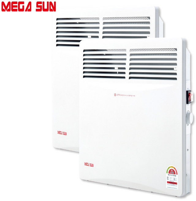 1+1 메가썬 2단조절 전기컨벡터 히터 대류식 난방기 스탠드 벽걸이 겸용 2대 묶음, 1000W