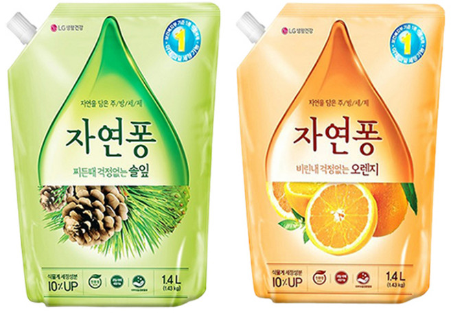 자연퐁 1.4L 주방세제 리필용 솔잎 오렌지 택1, 02.자연퐁 오렌지 1.4L 주방세제 리필용, 1개